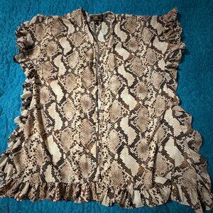 L&B Duster Cardigan Brown Snake Print Size M